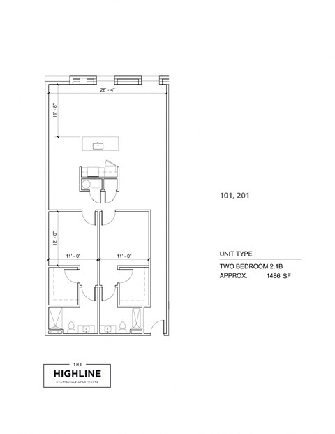 Floor plan for 2 beds, 2 baths, 1500 sqft